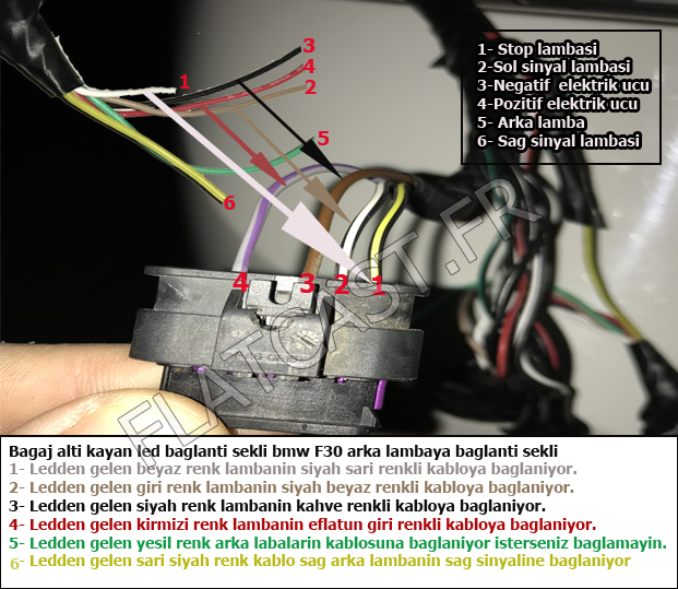 Bmw f30 bagaj alti kayan led baglantisi 4