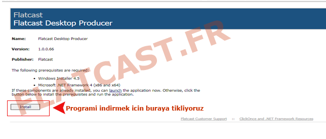 Internet tarayicisiz flatcast yayini yapmak