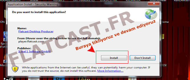 Internet tarayicisiz flatcast yayini yapmak