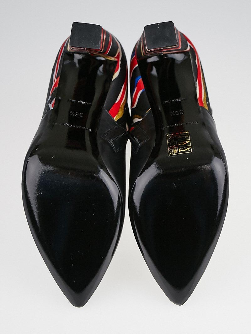 Balenciaga-en-cuir-noir-et-soie-imprimee