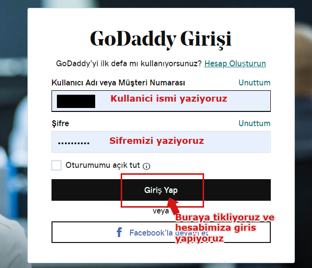 Godaddy hesabinda veri tabani yukleme 1