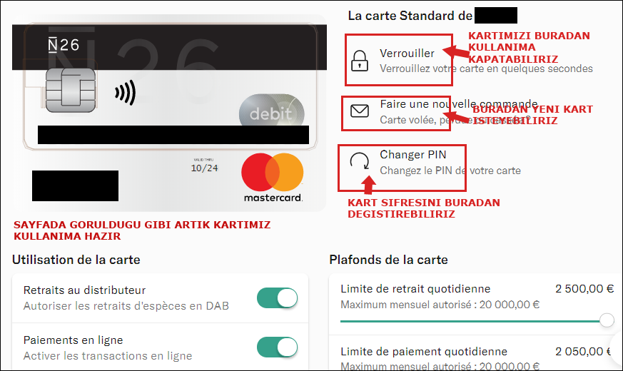 N26 banka karti aktive etme 6