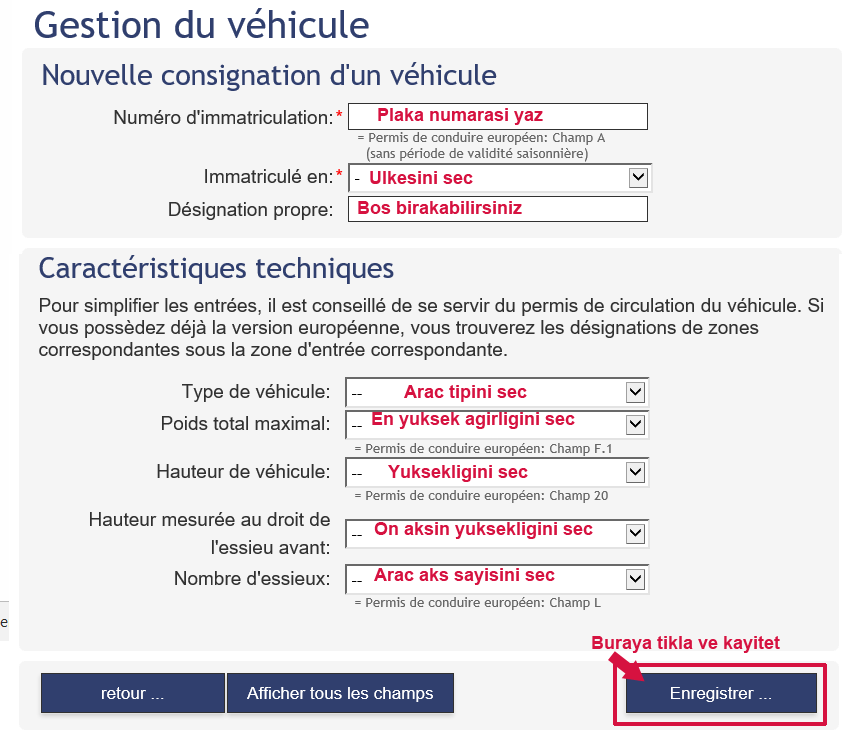 Tolltickets sitesinde arac kaydi yapma 3 